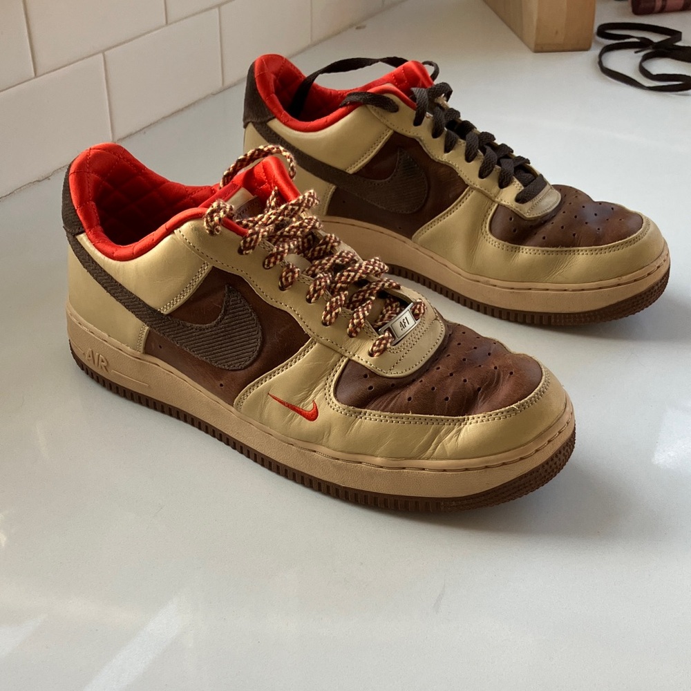 Men's Nike Air Force 1 Brown and Tan Sneakers